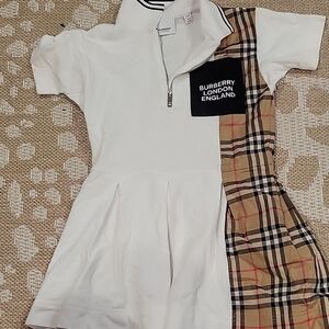 Burberry White Dress with Plaid Accent